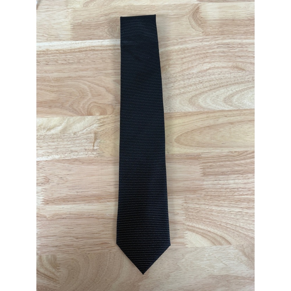 Awearness Kenneth Cole Mens Silk Tie Extra Long Black White Pindot Micro Dot 63" - Picture 2 of 6